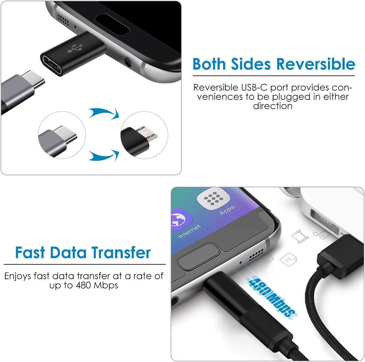 (Paquet de 2) Connecteur adaptateur Lightning femelle vers micro USB mâle (Paquet de 2) Connecteur adaptateur Lightning femelle vers micro USB mâle